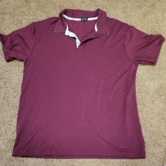 TWO BLIND BROTHERS Men's Short Sleeves Polo Shirt Size L Burgundy. - Picture 8 of 10